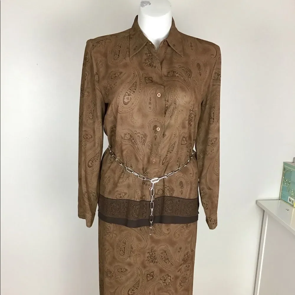 Emma James / Liz Claiborne brown 2 pc skirt and top size 14.